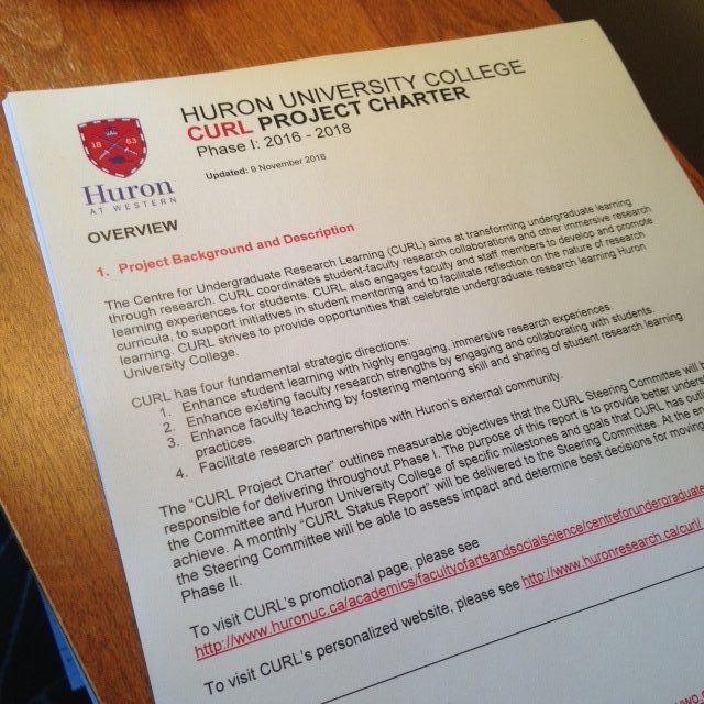 Picture of CURL's Project Charter