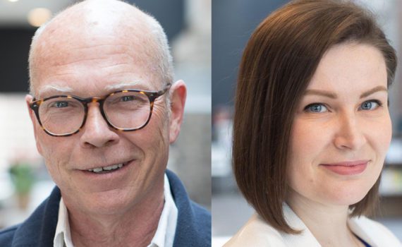 Two headshots side-by-side. One is a smiling photo of Dr. Bill Acres, an older white man wearing glasses. One is a smiling photo of Dr. Tara Dumas, who has brown hair down to her shoulders.