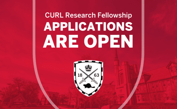 Above a red background and a Huron shield logo, text reads, "CURL Research Fellowship applications are open"