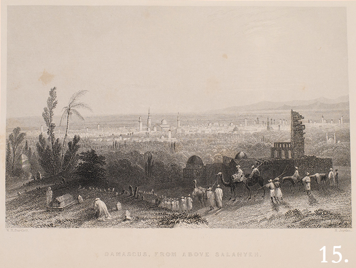 Syria Illustrated - Damascus from above Salahyeh Engraving of Damascus as seen from above Salahyeh (modern day Al-Salihiyah, Syria)