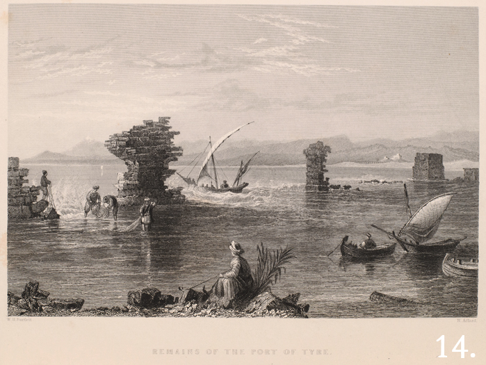 Syria Illustrated - Port of Tyre Engraving of the "Remains of the Port of Tyre" from Syria Illustrated