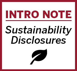 Note on Sustainability Disclosures