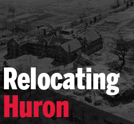 Relocating Huron Featured Link image - shows picture of Huron being built at new location